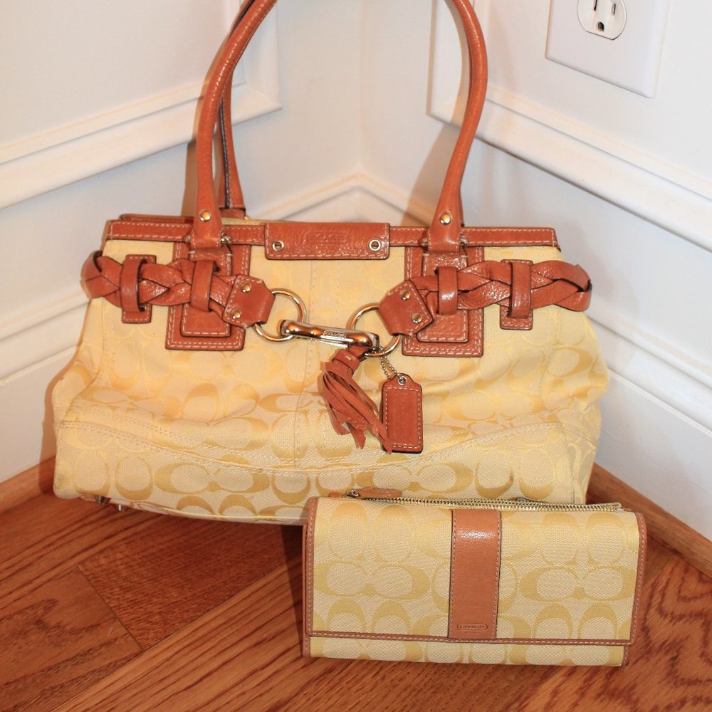 Rare Yellow Matching Coach Purse and Wallet